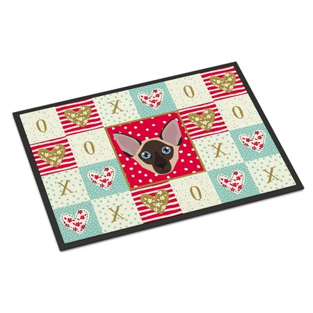 Carolines Treasures 18 x 27 in. Colorpoint Shorthair Cat Love Indoor or Outdoor Mat CK5106MAT